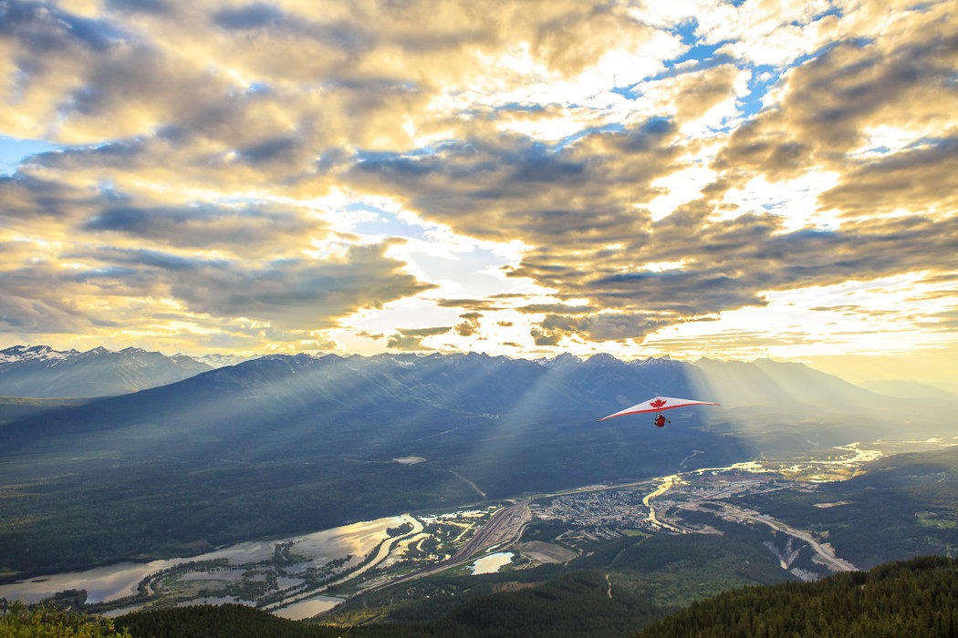 Hand Glider in the air over Golden